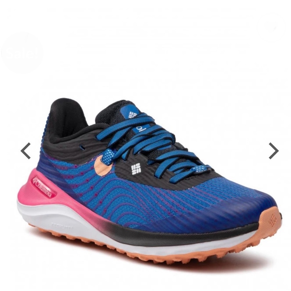 Columbia Escape Ascent trail shoes in super blue/ cactus pink, size 9.5